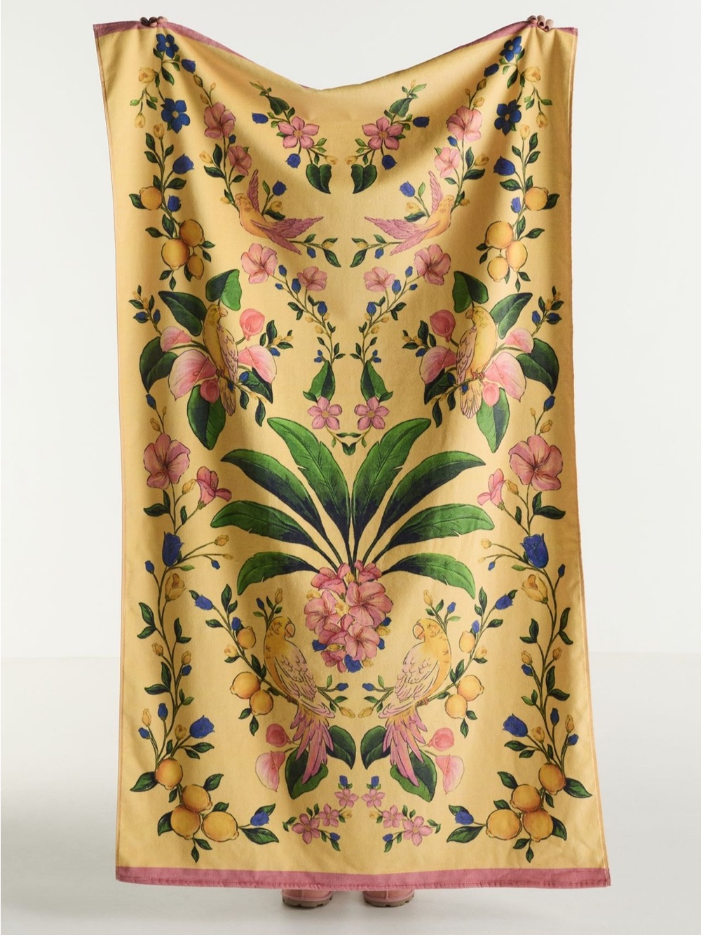 NWT Farm Rio x Anthropologie Printed Beach Towel in Yellow